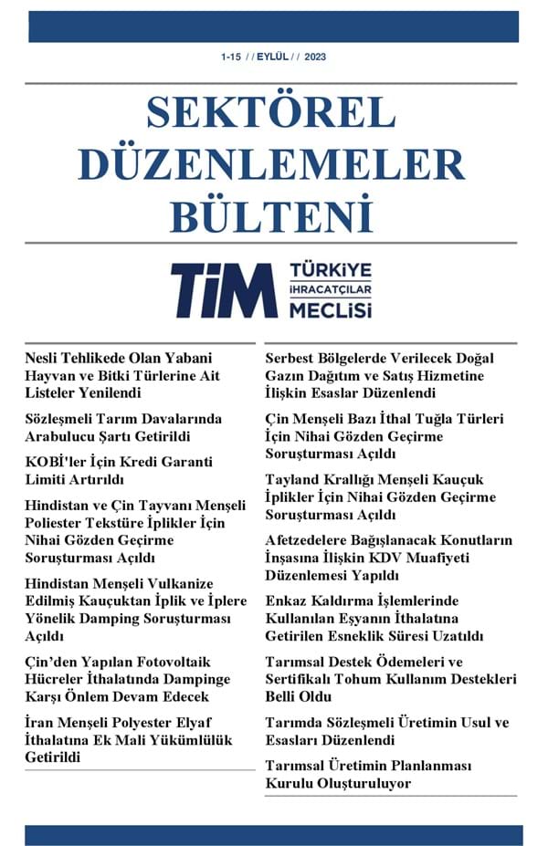1-15 Eylül 2023 Bülteni 